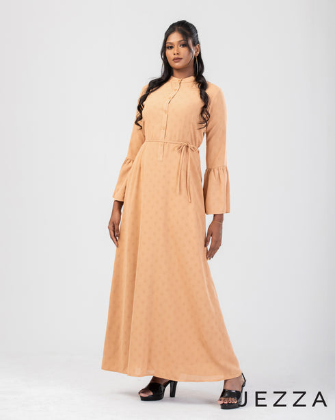 Mandarin-Collared Dress with Decorative Sleeve 48881